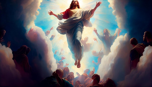 Resurrection of Jesus Jesus is ascending to the heaven Generative AI