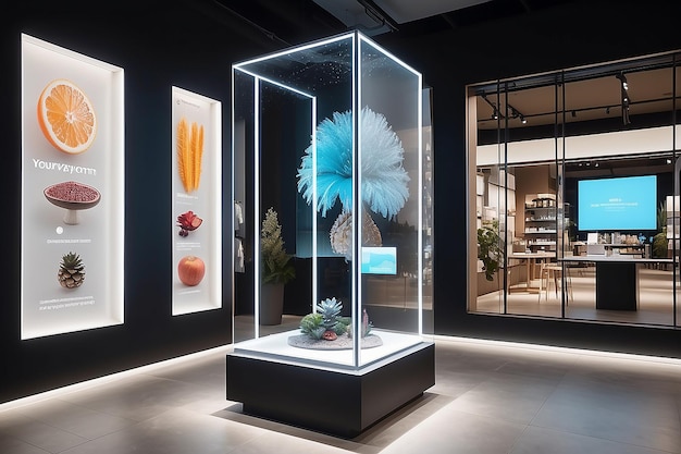 Retail Art Transparent OLED Interactive Window Display Mockup met aanpassing van het product