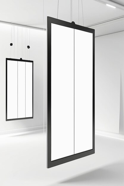 Retail Hanging Mobile Signage Mockup with blank white empty space for placing your design