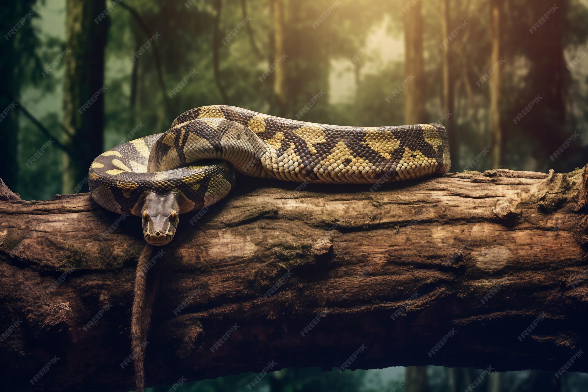 Premium AI Image | Reticulated python on the tree with AI generated