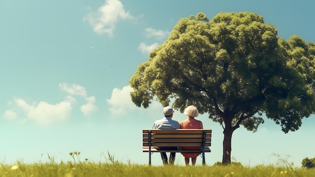 A retired couple sits affectionately across from each other
