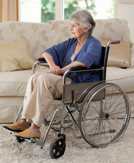 Retired woman in her wheelchair