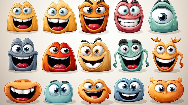 retro 30s cartoon mascot characters funny faces 50s