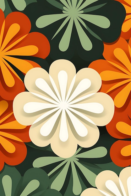 Photo retro 70s flower pattern