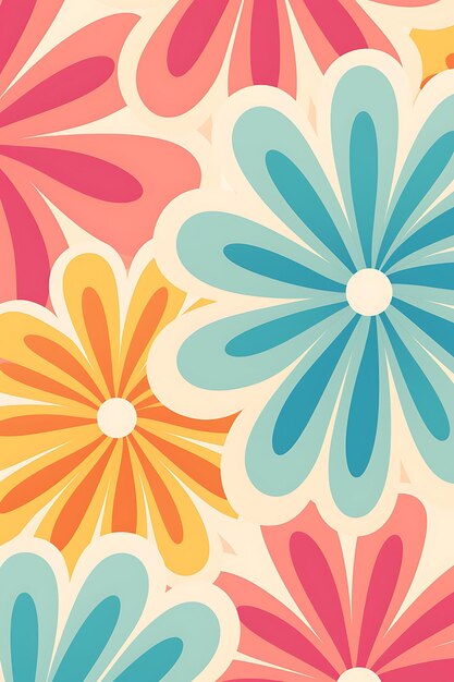 Photo retro 70s flower pattern