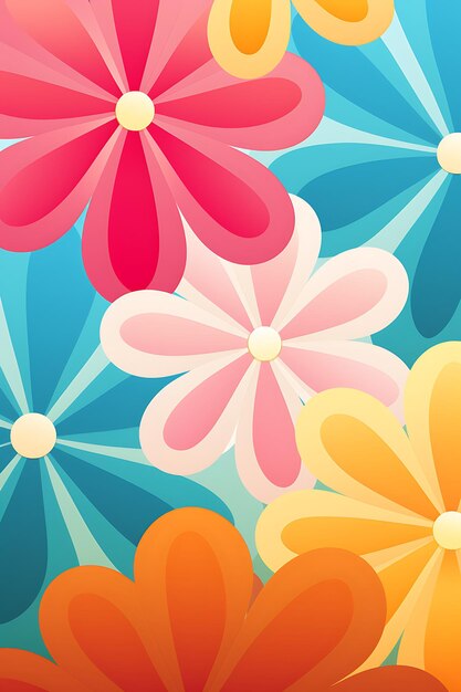 Photo retro 70s flower pattern