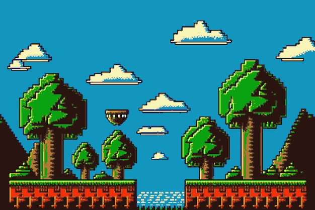 Photo retro 8-bit super mario console game background high-resolution wallpaper for vintage gaming fans