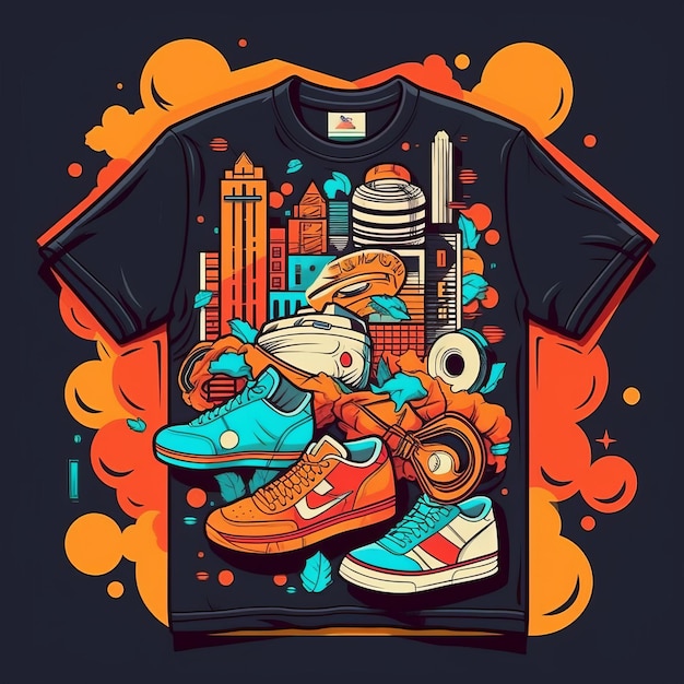 Photo retro 90s streetwear design for tshirt