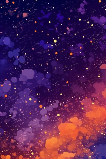 Retro abstract illustration of fantasy stars on dark purple sky AI generative