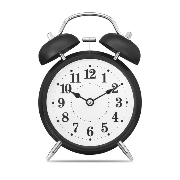 白い背景に隔離されたレトロの目覚まし時計