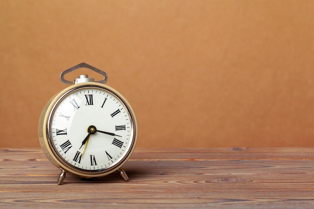 retro alarm clock on table