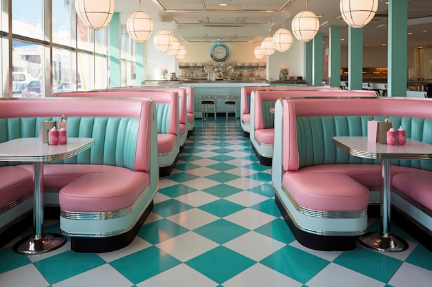 Retro Amerikaans diner interieur