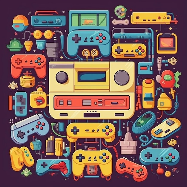 Photo retro arcade game console