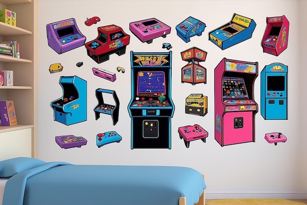 Photo retro arcade game room wall decals