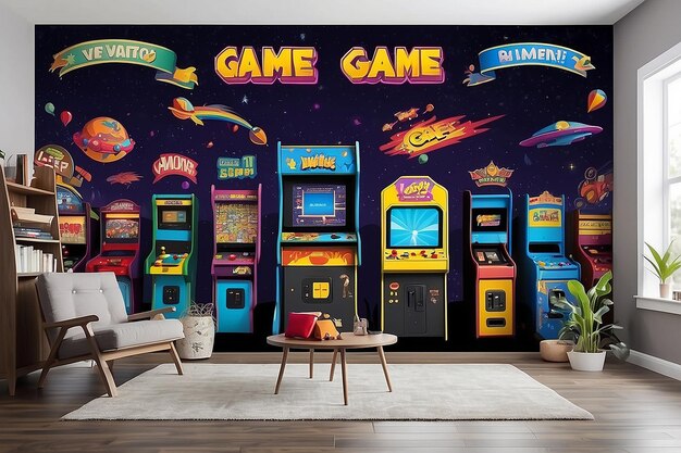 Retro Arcade Game Wall Mural