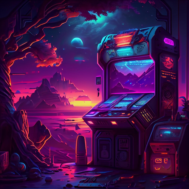 Retro arcade machine gaming illustratie