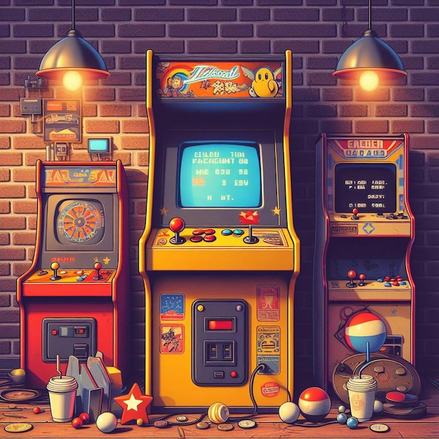 Retro arcade machine spel illustratie