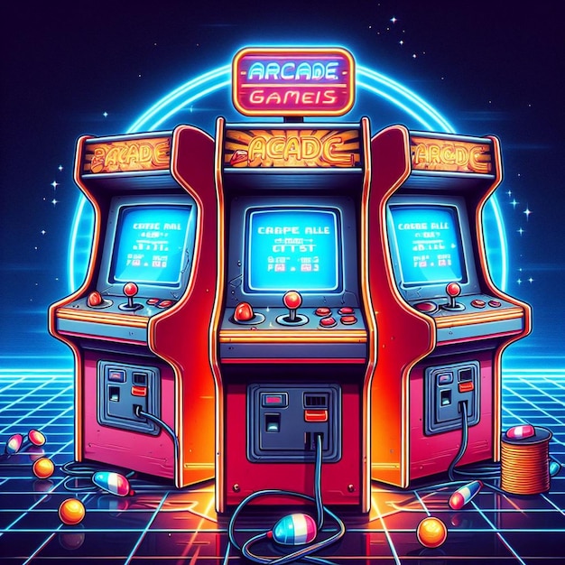 Retro arcade machine spel illustratie