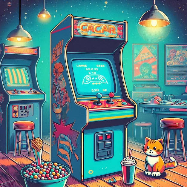 Retro arcade machine spel illustratie