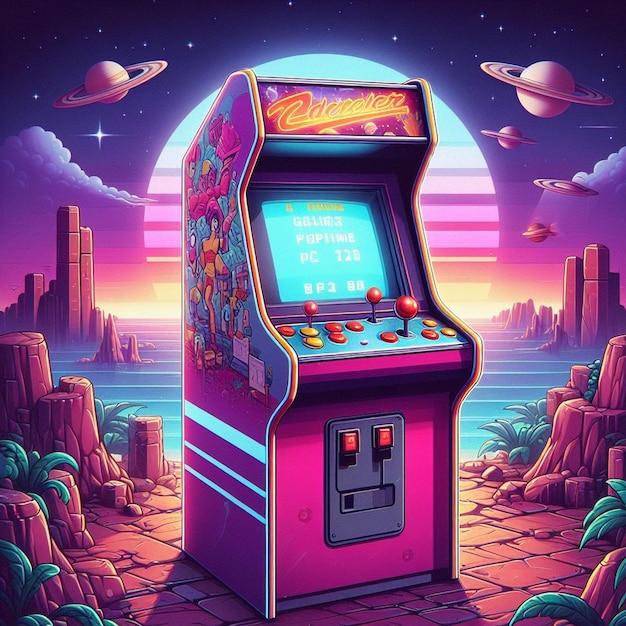 Retro arcade machine spel illustratie