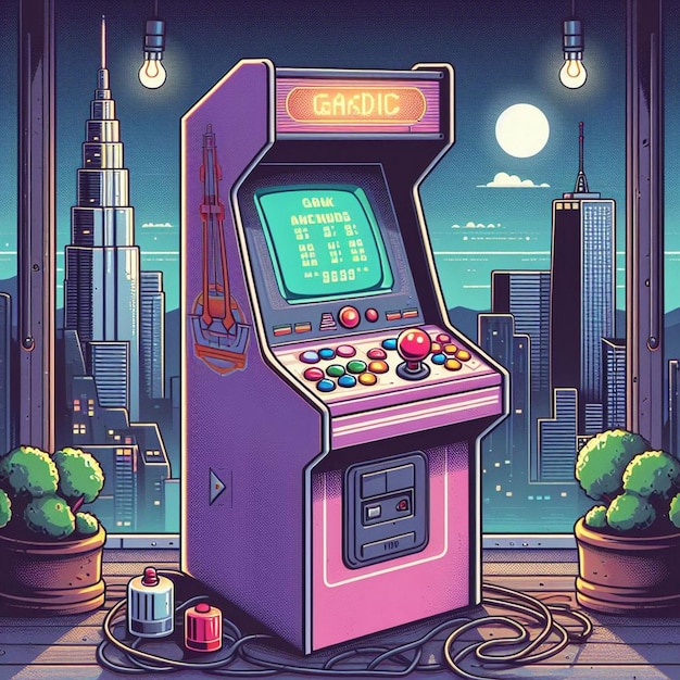 Retro arcade machine spel illustratie