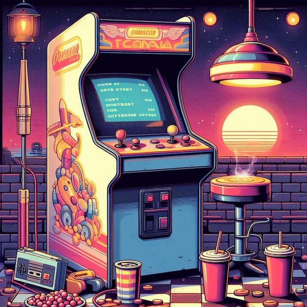 Retro arcade machine spel illustratie