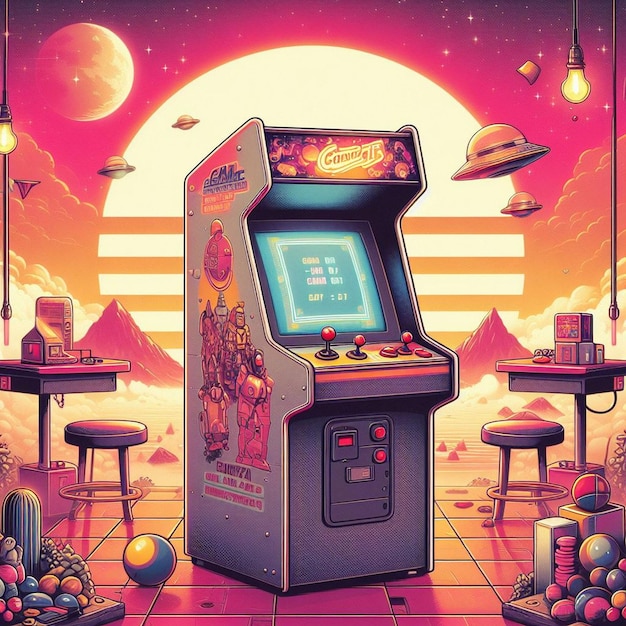 Retro arcade machine spel illustratie