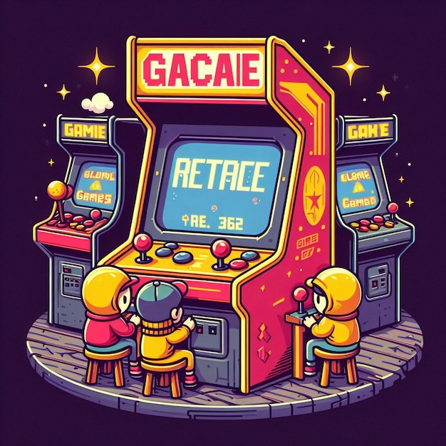 Foto retro arcade machine spel illustratie