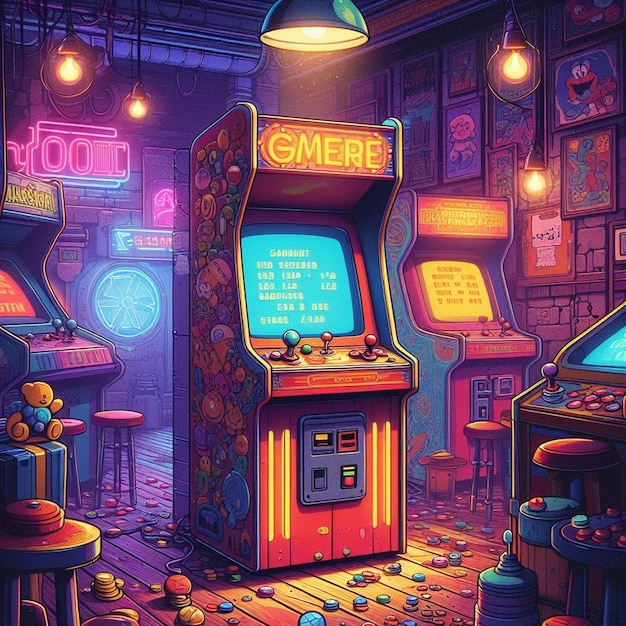 Retro arcade machine spel illustratie