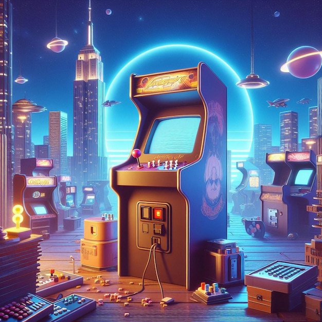 Retro arcade machine spel illustratie