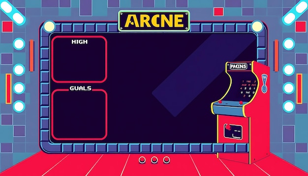 retro arcade theme layout screen for a gaming channel with bold primary c game interface designo