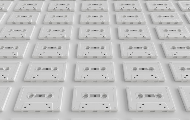 Retro audio cassette 3d render 70s 80s 90s years popular audio tape