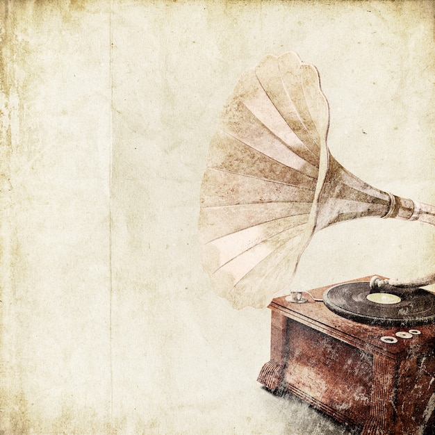 retro background with old gramophone