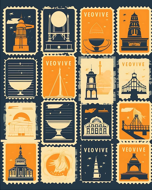 Retro Beverage Stamps Vector