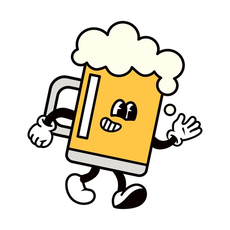 Foto retro biermug png cartoon illustratie doorzichtige achtergrond