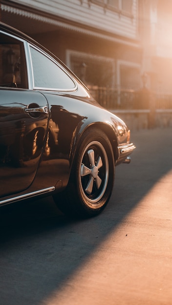 Retro black car at the street