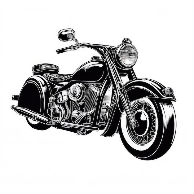 Retro black motorcycle Illustration AI GenerativexA