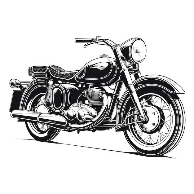 Retro black motorcycle Illustration AI GenerativexA