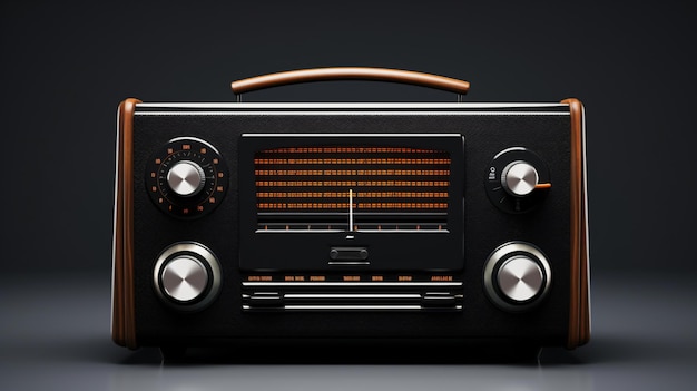 Retro black radio isolated on white background