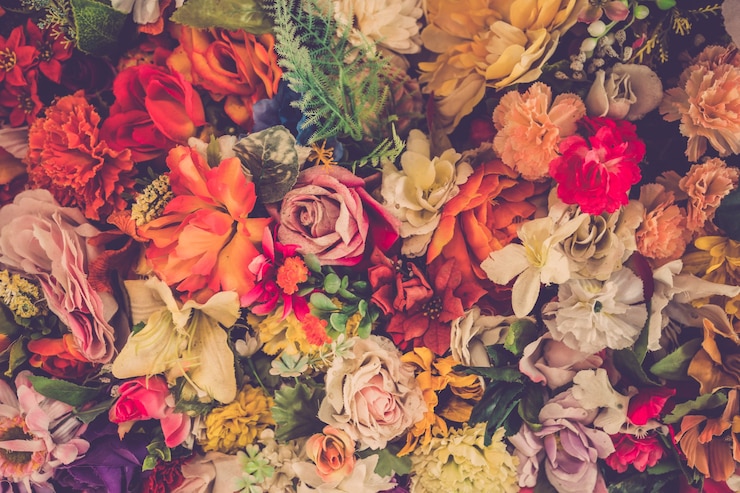 Foto retro boeket kleurrijke rozen bloem achtergrond