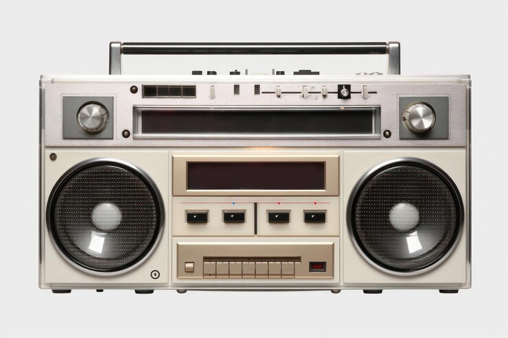 Photo retro boombox cassette player electronics stereo radio