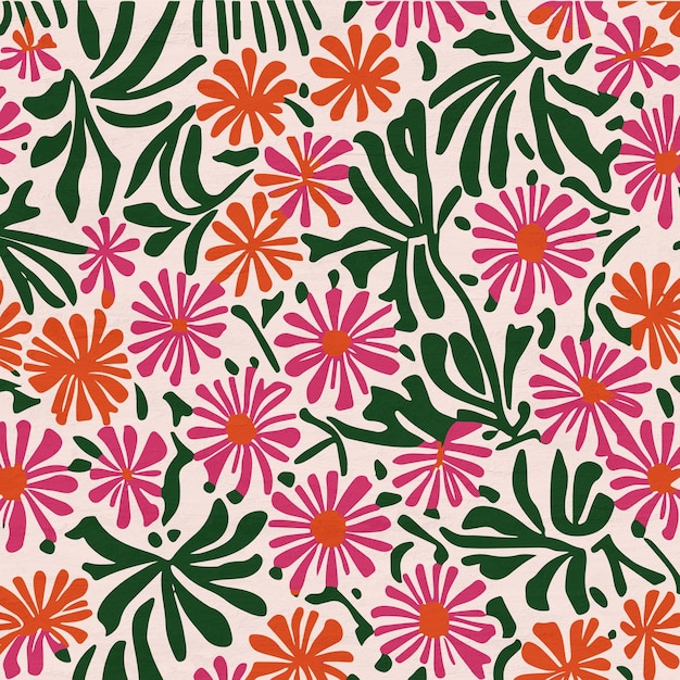 Retro Botanisch Bloemmotief 50s 60s 70s Fabric Design