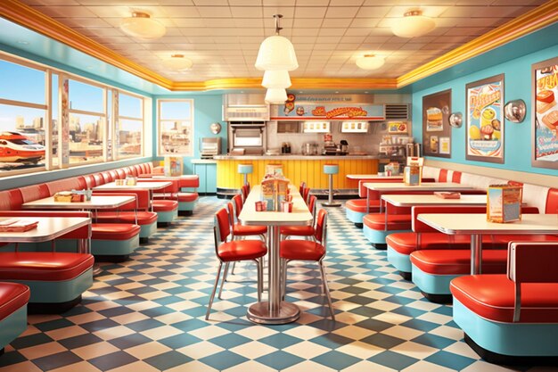 Photo retro burger restaurant design