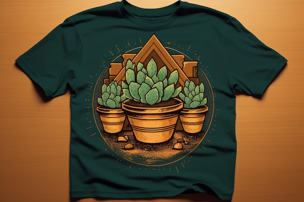 Photo retro cactus tshirt design