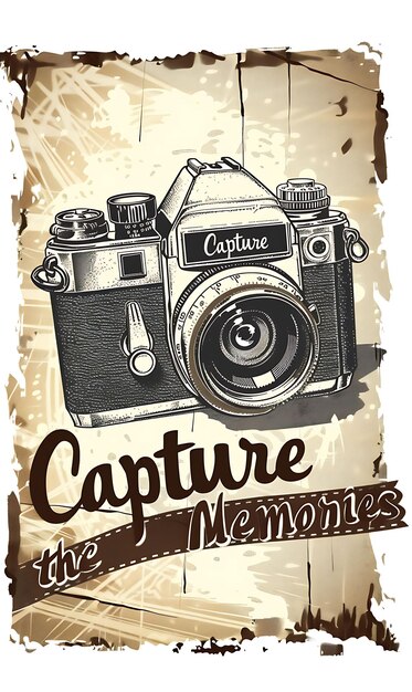 Retro Camera Postcard With Retro Filmstrip Frame Capture Illustration Vintage Postcard Decorative