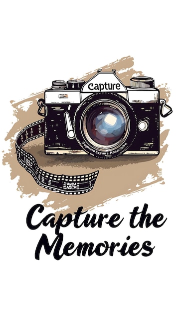 Retro Camera Postcard With Retro Filmstrip Frame Capture Illustration Vintage Postcard Decorative