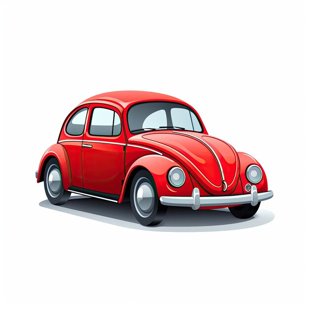 Photo retro car isolated on white background cartoon style vector illustration