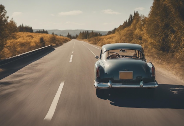 道路上のレトロカー