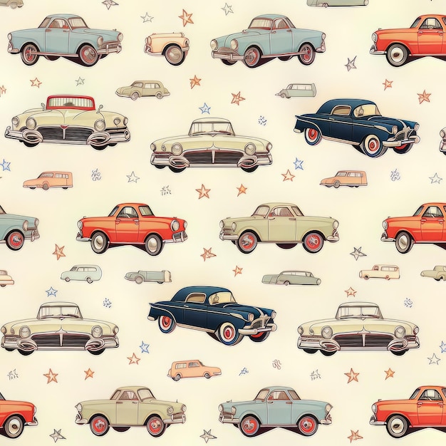 retro cars pattern background