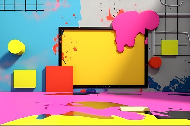 ретро мультфильм абстрактная комната стена внутренний дисплей фон 90-х Y2K эстетические гранж граффити